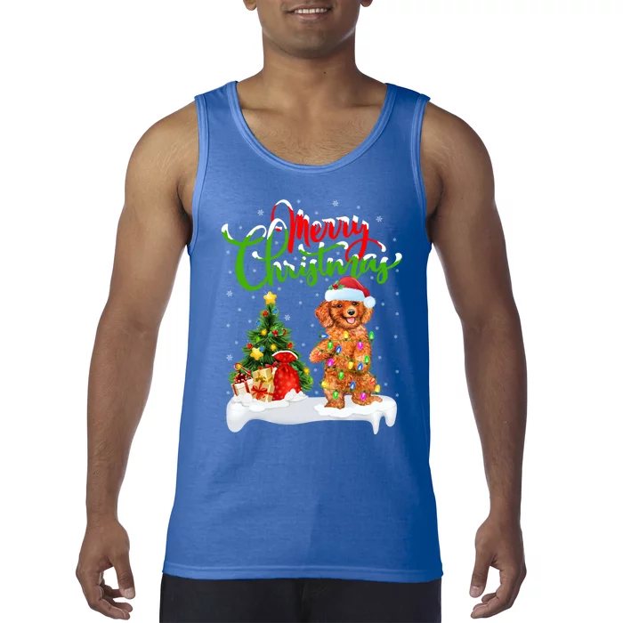 Xmas Decorations Santa Toy Poodle Dog Christmas Funny Gift Tank Top