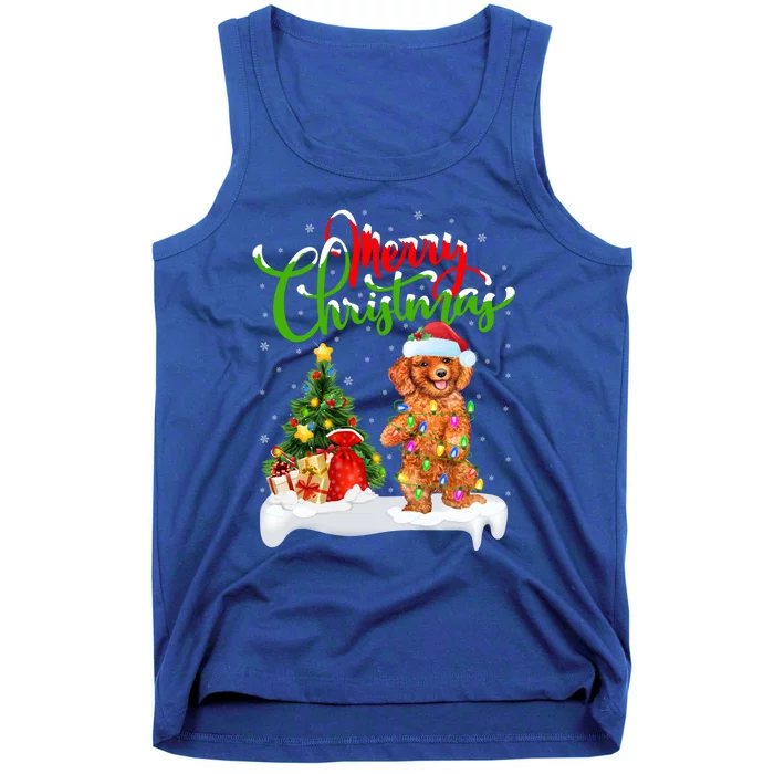 Xmas Decorations Santa Toy Poodle Dog Christmas Funny Gift Tank Top