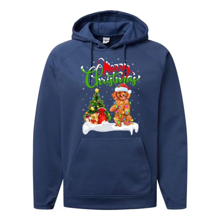 Xmas Decorations Santa Toy Poodle Dog Christmas Funny Gift Performance Fleece Hoodie