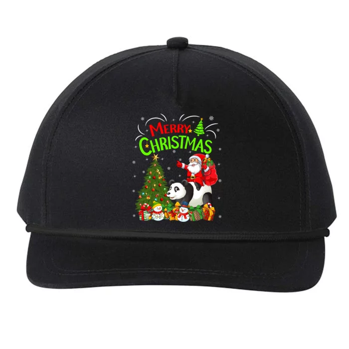 Xmas Decorations Tree Lighting Santa Riding Panda Christmas Gift Snapback Five-Panel Rope Hat