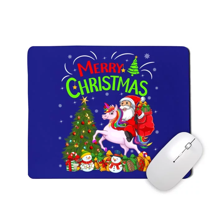 Xmas Decorations Tree Lights Santa Riding Unicorn Christmas Gift Mousepad