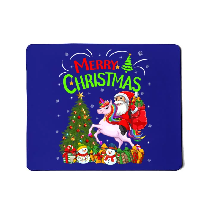 Xmas Decorations Tree Lights Santa Riding Unicorn Christmas Gift Mousepad