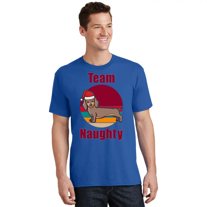 Xmas Doxie Team Naughty List Funny Santa Dachshund Christmas Gift T-Shirt