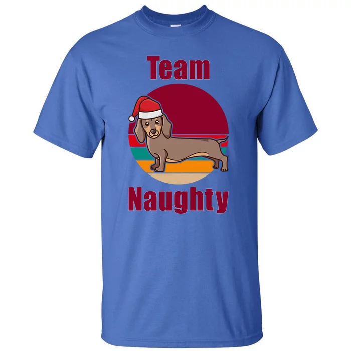 Xmas Doxie Team Naughty List Funny Santa Dachshund Christmas Gift Tall T-Shirt