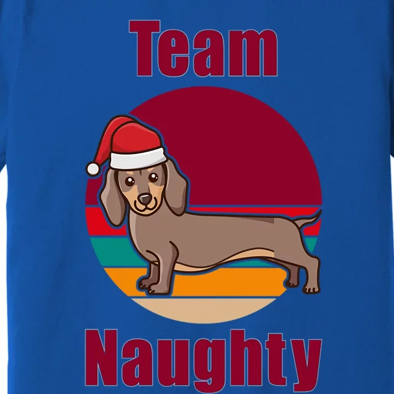 Xmas Doxie Team Naughty List Funny Santa Dachshund Christmas Gift Premium T-Shirt