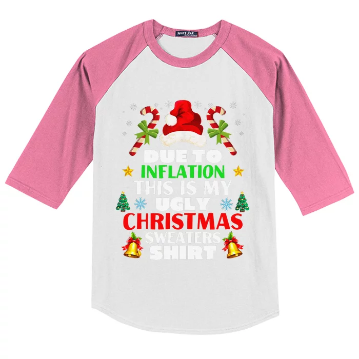 Xmas Due To Inflation This Is My Christmas Ugly Sweaters Kids Colorblock Raglan Jersey