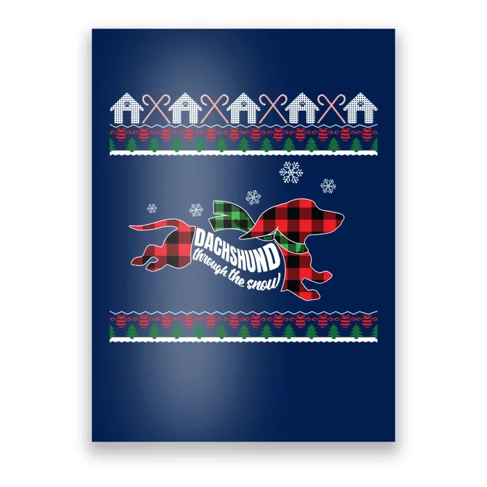 Xmas Dachshund With Scarf Dashing Through The Snow Poster