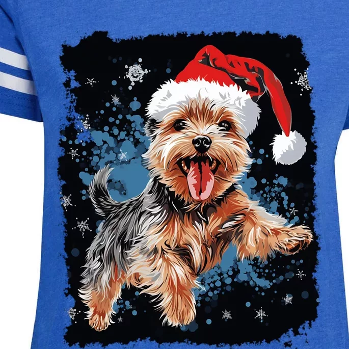 Xmas Dog Yorkshire Terrier Christmas Gift Enza Ladies Jersey Football T-Shirt