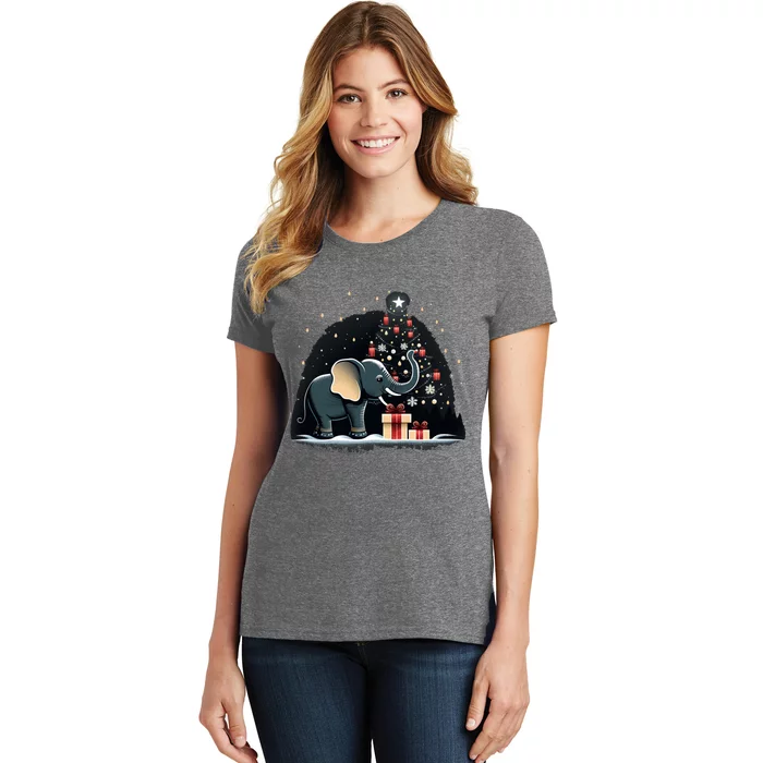 Xmas Elephant Santa On Christmas Elephant Women's T-Shirt