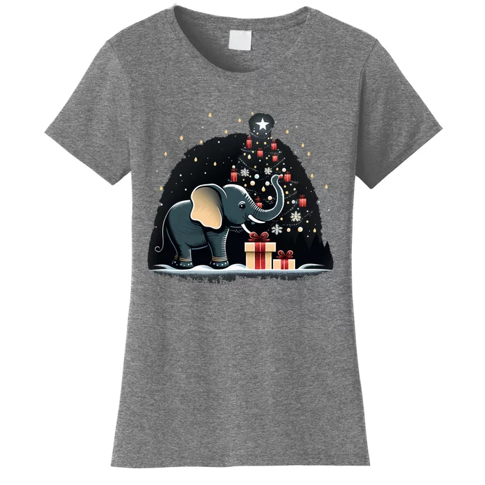 Xmas Elephant Santa On Christmas Elephant Women's T-Shirt