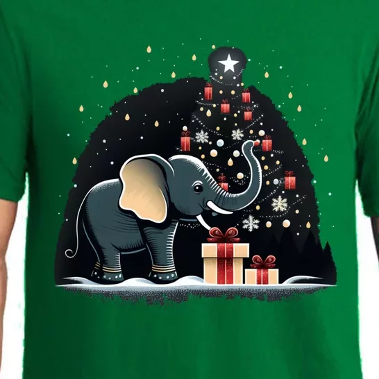 Xmas Elephant Santa On Christmas Elephant Pajama Set