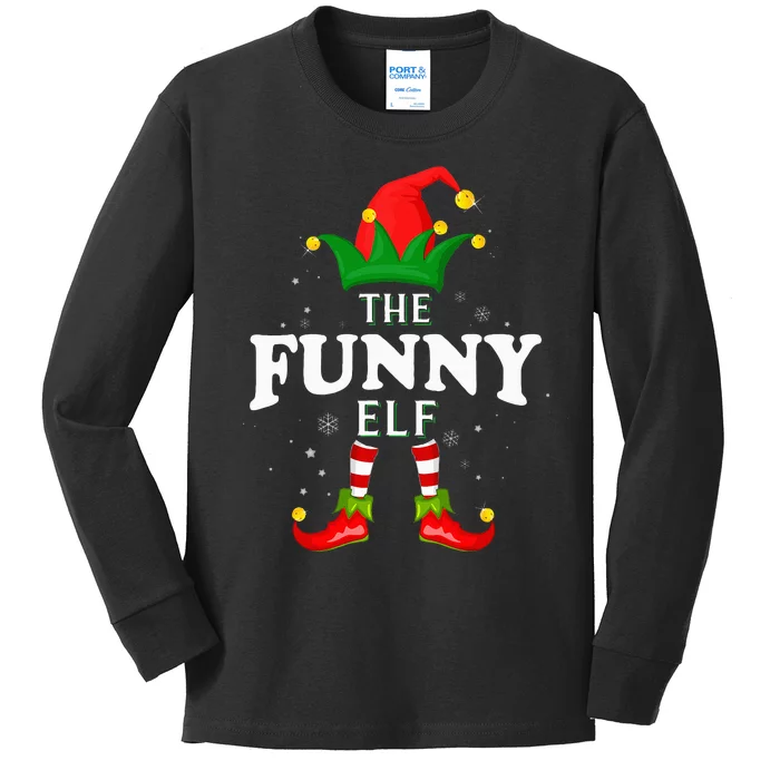 Xmas Funny Elf Family Matching Christmas Pajama Kids Long Sleeve Shirt