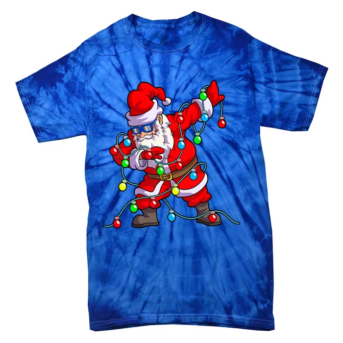 Xmas Funny Gift Tree Lights Christmas Dabbing Santa Cool Gift Tie-Dye T-Shirt