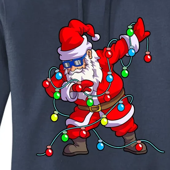 Xmas Funny Gift Tree Lights Christmas Dabbing Santa Cool Gift Women's Pullover Hoodie