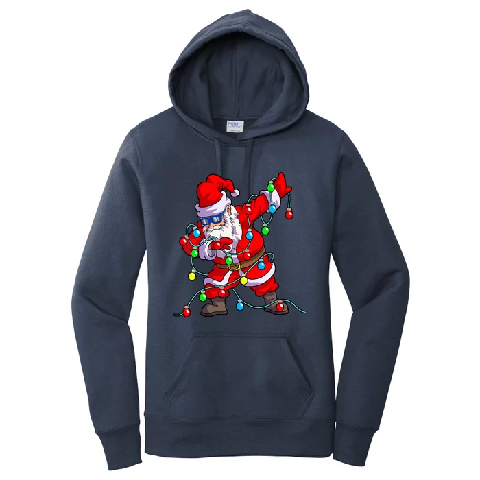 Xmas Funny Gift Tree Lights Christmas Dabbing Santa Cool Gift Women's Pullover Hoodie