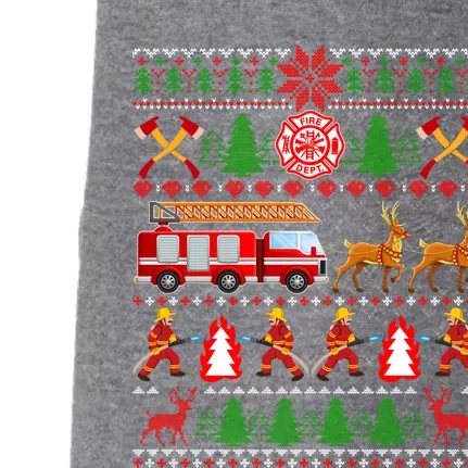 Xmas Firefighter Lover Fire Truck Fire Ugly Sweater Gift Doggie 3-End Fleece Hoodie