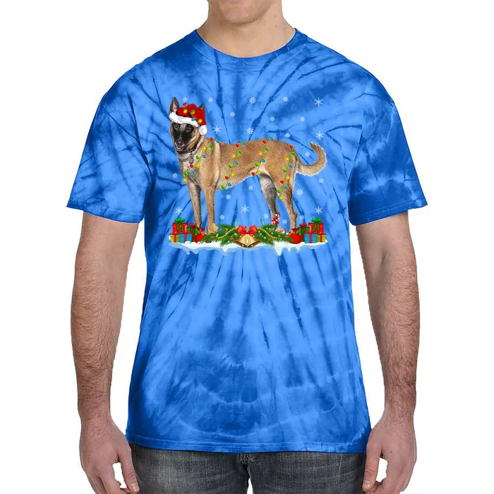 Xmas Family Matching Santa Hat Belgian Malinois Christmas Gift Tie-Dye T-Shirt