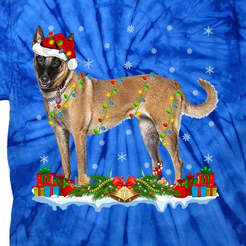 Xmas Family Matching Santa Hat Belgian Malinois Christmas Gift Tie-Dye T-Shirt