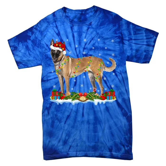 Xmas Family Matching Santa Hat Belgian Malinois Christmas Gift Tie-Dye T-Shirt