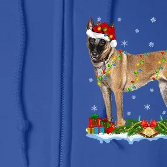 Xmas Family Matching Santa Hat Belgian Malinois Christmas Gift Full Zip Hoodie