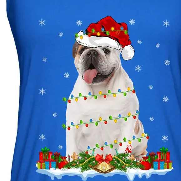 Xmas Family Matching Santa Hat English Bulldog Christmas Gift Ladies Essential Flowy Tank