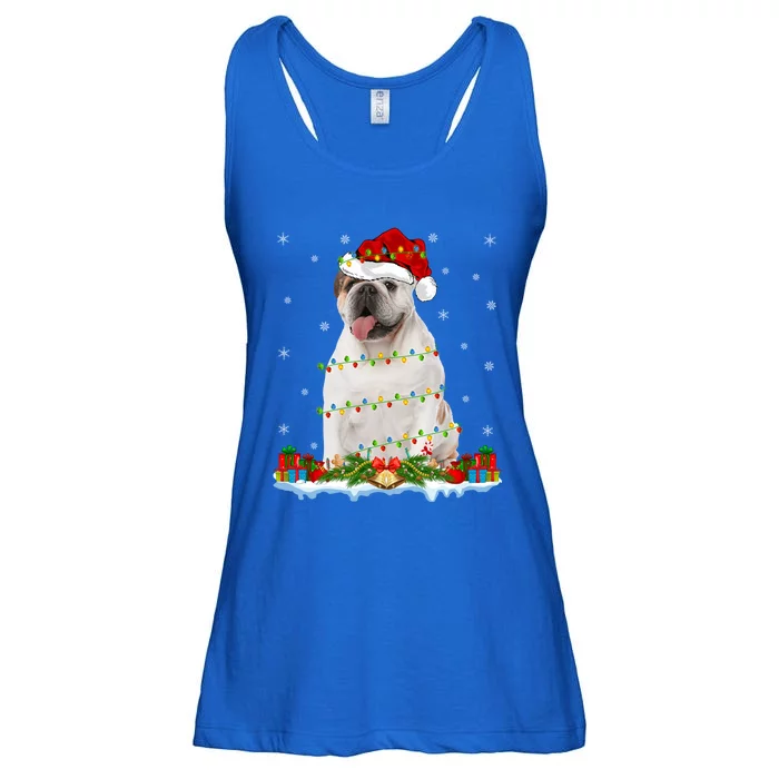 Xmas Family Matching Santa Hat English Bulldog Christmas Gift Ladies Essential Flowy Tank