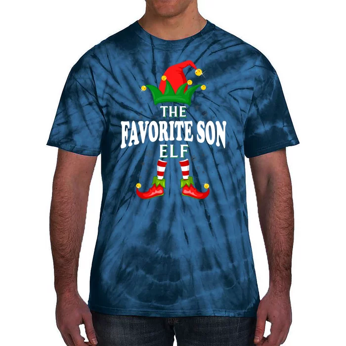 Xmas Favorite Son Elf Family Matching Christmas Pajama Tie-Dye T-Shirt