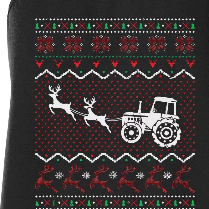 Xmas Farmer Tractor Ugly Christmas Women's Racerback Tank