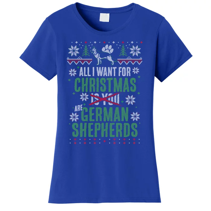 Xgiftmas Gift All I Want For Christmas Are Ger Shepherds Gift Women's T-Shirt