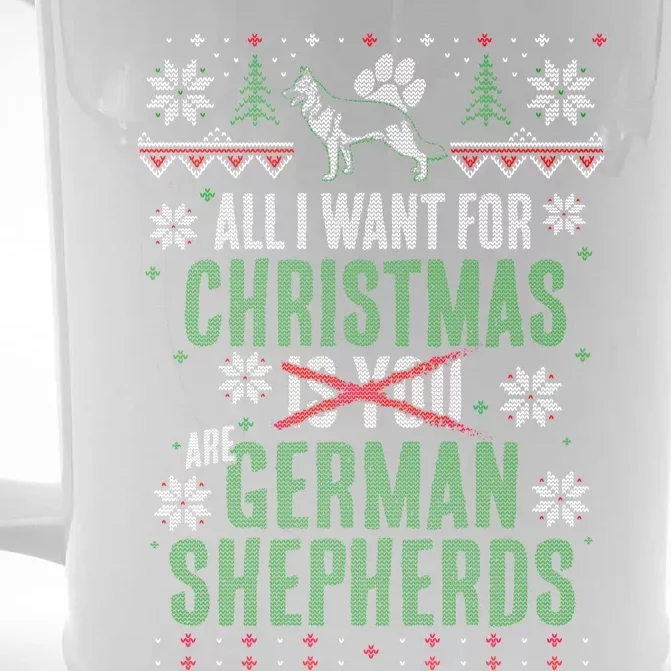 Xgiftmas Gift All I Want For Christmas Are Ger Shepherds Gift Front & Back Beer Stein