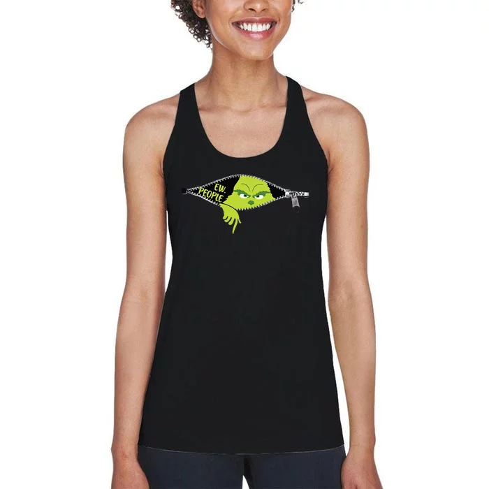 Xmas Grinch Green Color Saying Ew People Christmas Women's Racerback Tank