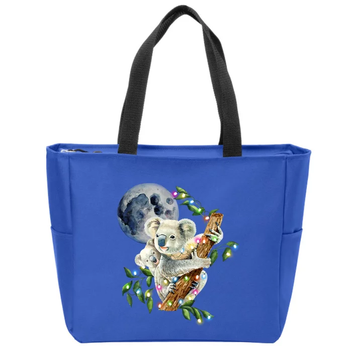 Xfunny Giftmas Lights Wild Animal Baby Koala With Mom Moon Koala Gift Zip Tote Bag