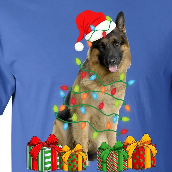 Xmas Ger Shepherd Dog Christmas Lights Puppy Lover Great Gift Tall T-Shirt