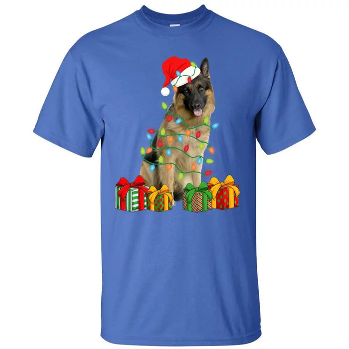 Xmas Ger Shepherd Dog Christmas Lights Puppy Lover Great Gift Tall T-Shirt