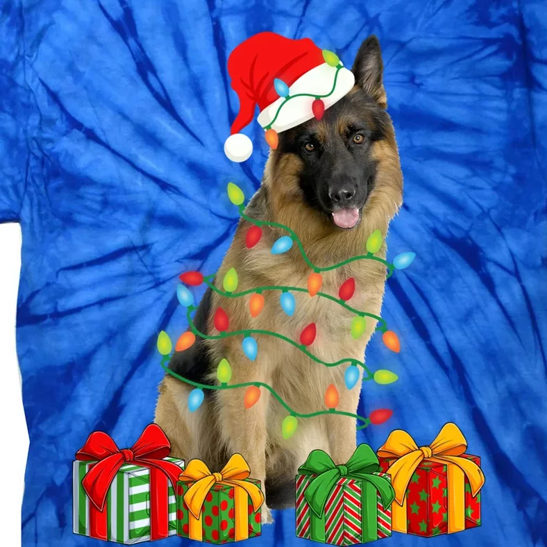 Xmas Ger Shepherd Dog Christmas Lights Puppy Lover Great Gift Tie-Dye T-Shirt