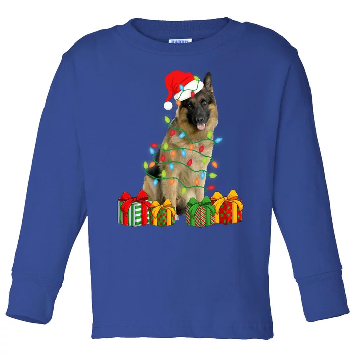 Xmas Ger Shepherd Dog Christmas Lights Puppy Lover Great Gift Toddler Long Sleeve Shirt