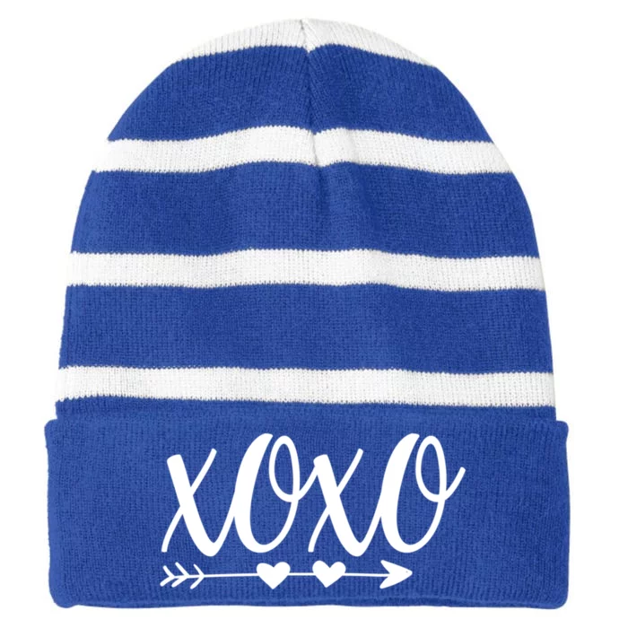 Xoxo Hugs And Kisses Valentines Day Cute Love Heargift Striped Beanie with Solid Band