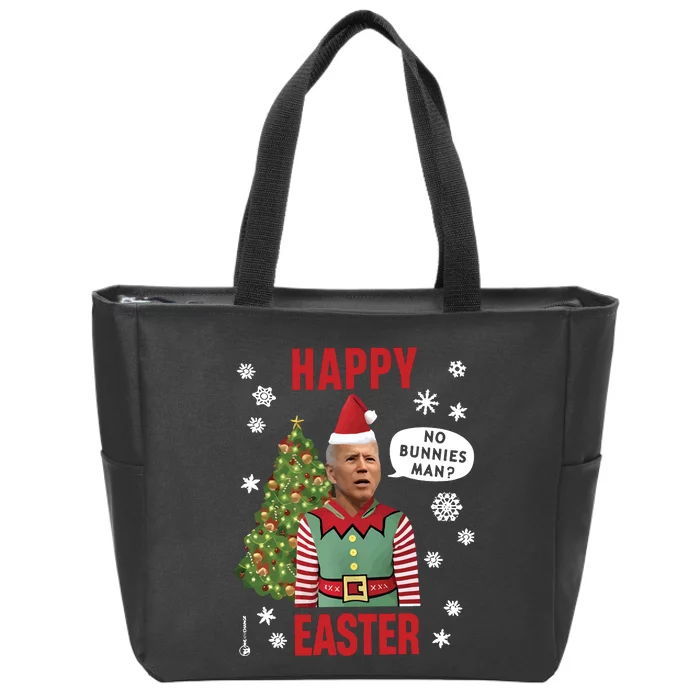 Xmas Happy Easter No Bunnies Man Funny Joe Biden Zip Tote Bag