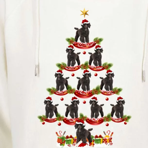 Xmas Holiday Funny Santa Poodle Dog Christmas Tree Funny Gift Womens Funnel Neck Pullover Hood