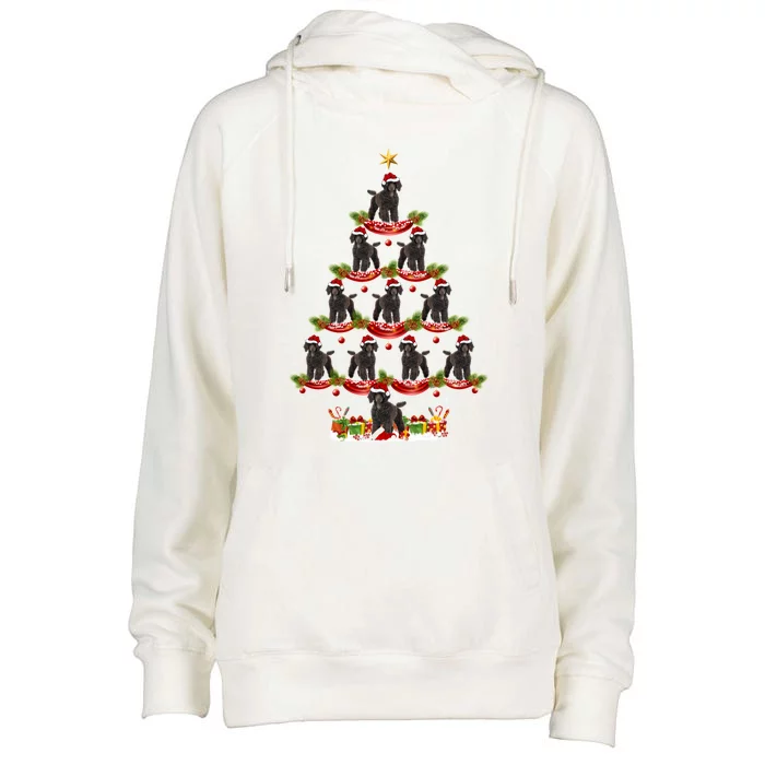 Xmas Holiday Funny Santa Poodle Dog Christmas Tree Funny Gift Womens Funnel Neck Pullover Hood