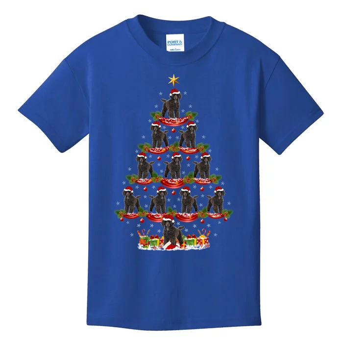 Xmas Holiday Funny Santa Poodle Dog Christmas Tree Funny Gift Kids T-Shirt