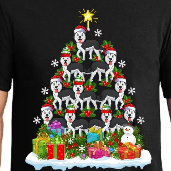 Xmas Holiday Funny Santa Husky Dog Christmas Tree Gift Pajama Set