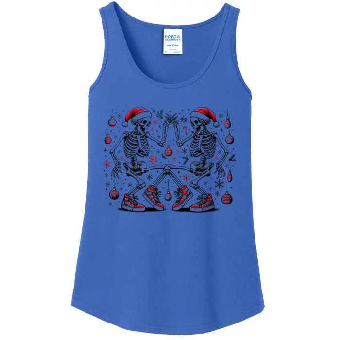 Xmas Holiday Funny Merry Christmas Skeleton Dancing Santa Gift Ladies Essential Tank