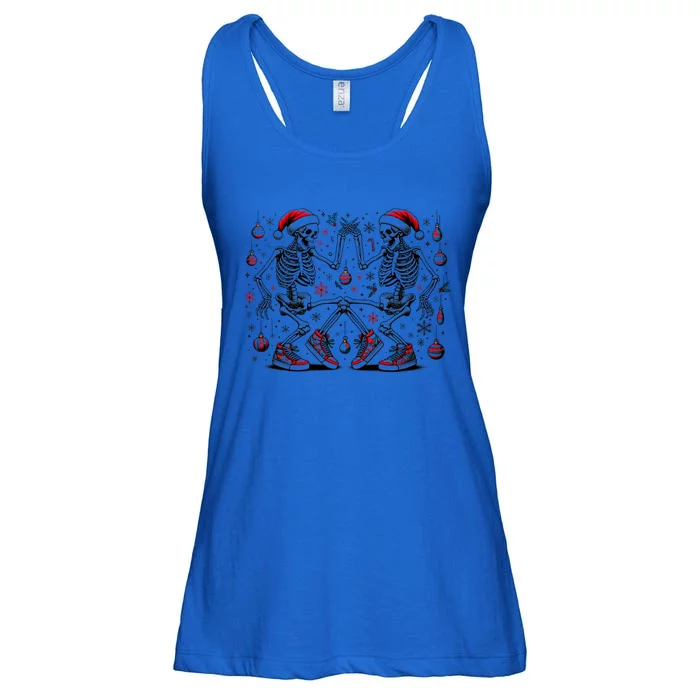 Xmas Holiday Funny Merry Christmas Skeleton Dancing Santa Gift Ladies Essential Flowy Tank