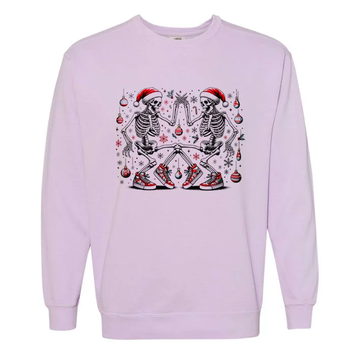 Xmas Holiday Funny Merry Christmas Skeleton Dancing Santa Gift Garment-Dyed Sweatshirt