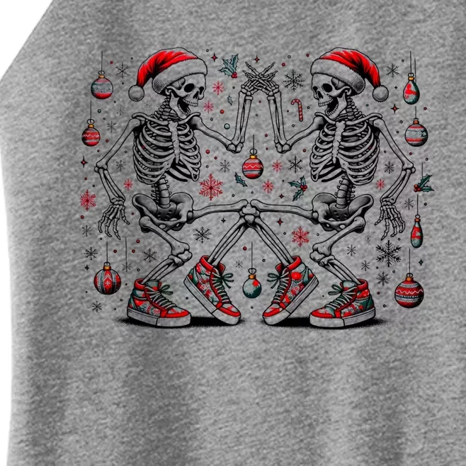 Xmas Holiday Funny Merry Christmas Skeleton Dancing Santa Gift Women’s Perfect Tri Rocker Tank