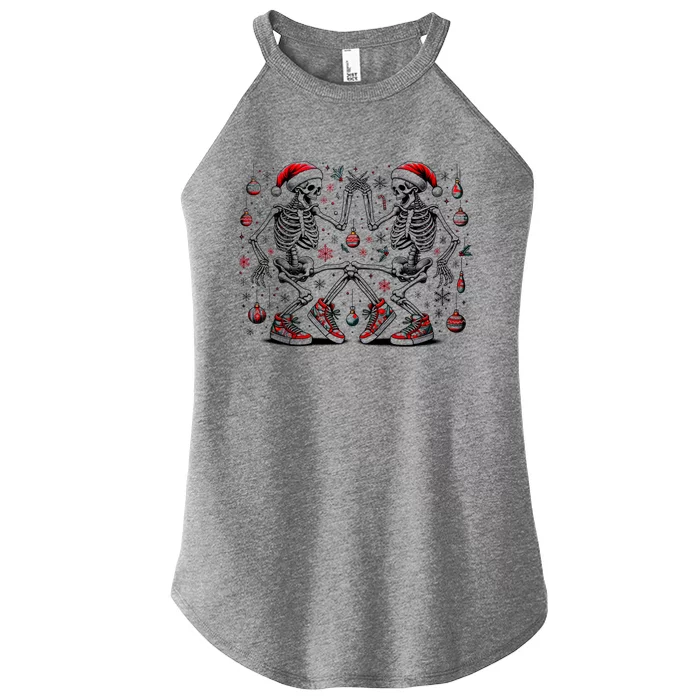 Xmas Holiday Funny Merry Christmas Skeleton Dancing Santa Gift Women’s Perfect Tri Rocker Tank