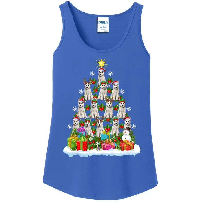 Xmas Holiday Funny Santa Siberian Husky Dog Christmas Tree Gift Ladies Essential Tank