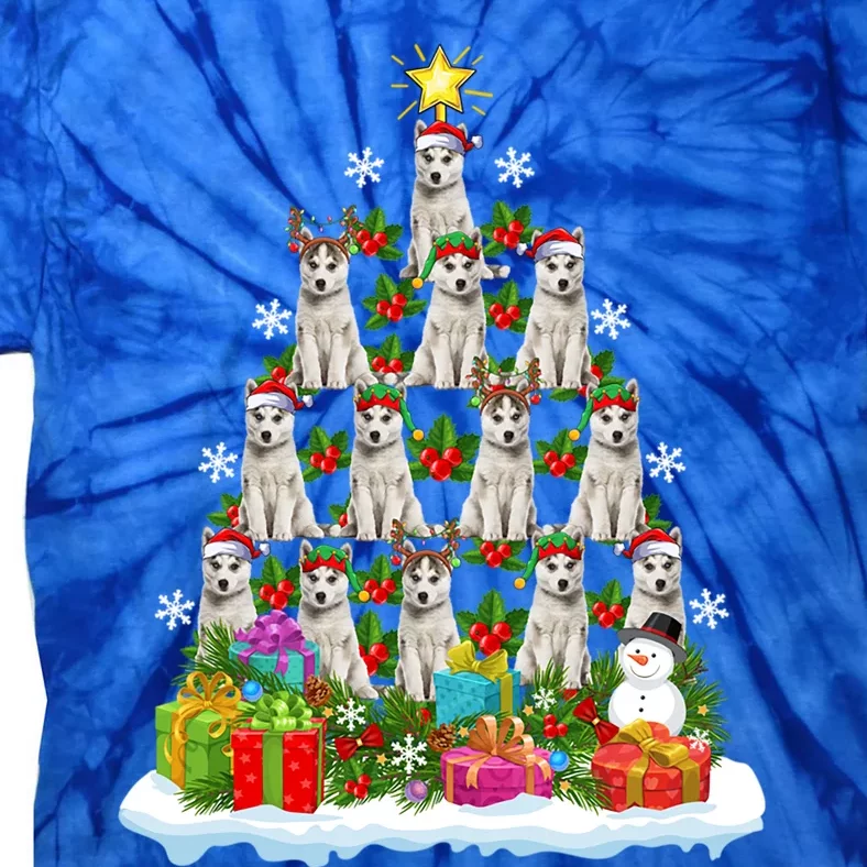 Xmas Holiday Funny Santa Siberian Husky Dog Christmas Tree Gift Tie-Dye T-Shirt