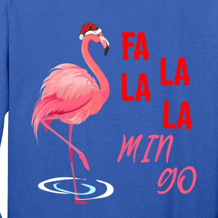 Xmas Holiday Fa La La La Mingo Santa Pink Flamingo Christmas Gift Long Sleeve Shirt